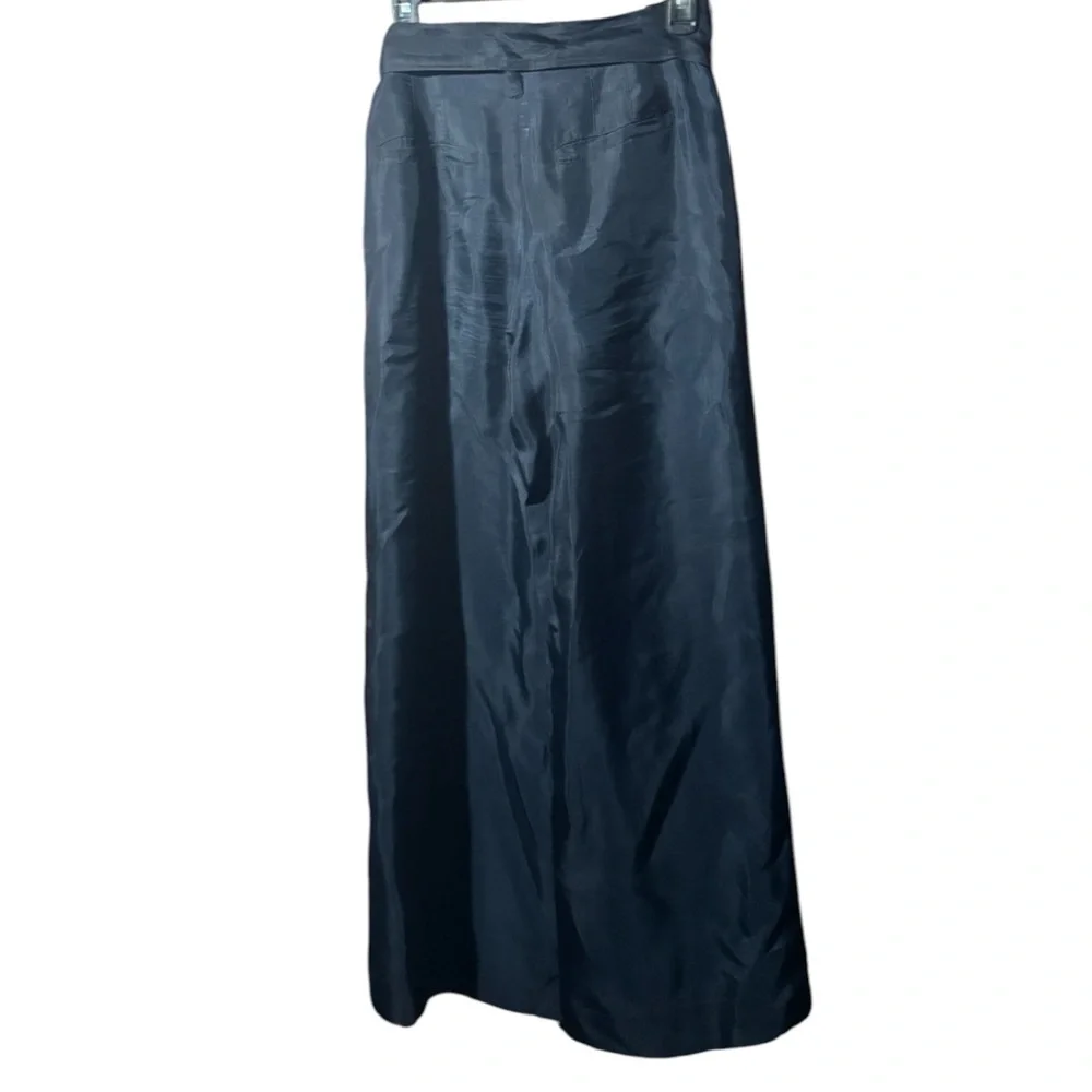 By Anthropologie Navy Silk Organza Wide-Leg Pants - Picture 5 of 7